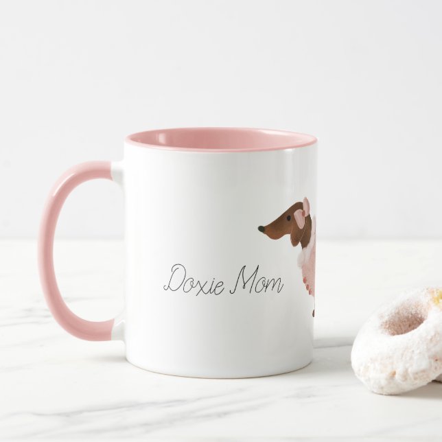 Caneca Copo do café Mug| Doxie do Dachshund (Com Donut)