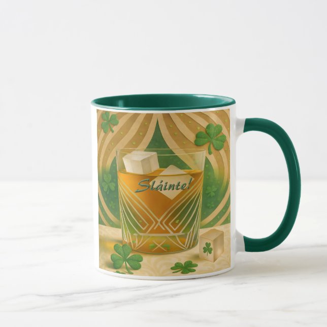 Caneca Copo para uísque irlandês Shamrocks "Sláinte!" (Direita)