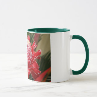 Caneca Copo vermelho exótico da flor do gengibre da