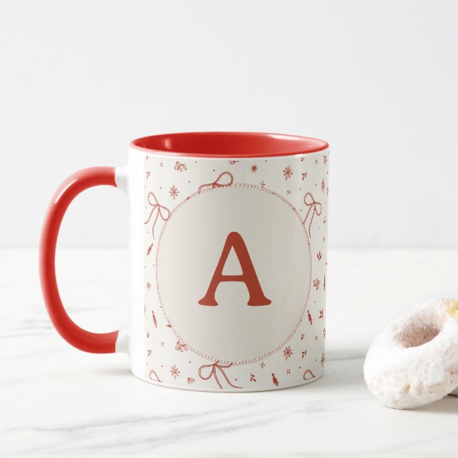 Caneca Coquete Festivo Inicial Personalizado Feliz Natal (Com Donut)