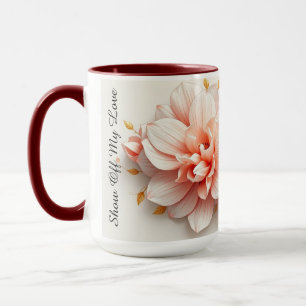 Caneca Coquete Luxuosa Rococó Floral Coração Rosa
