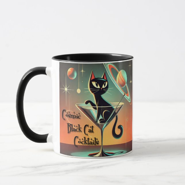 Caneca Coquetéis Pretos Cósmicos Futurísticos Atômicos (Esquerda)