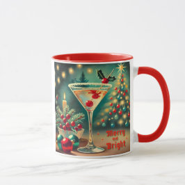 Caneca Coquetel de Natal com Feliz retrorada Martini