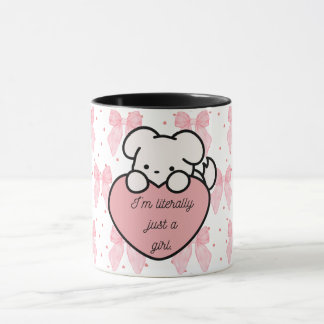 Caneca Coquette Kawaii Girly Pink Heart Dog Mug