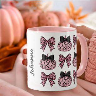 Caneca Coquette Pumpkins e arcos rosa personalizados