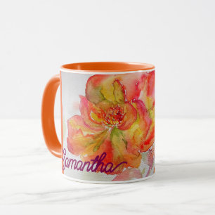 Caneca Cor Amarela Laranja Rosa Molhada