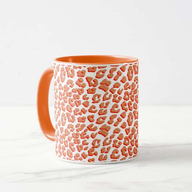 Caneca Cor âmbar e Impressão Leopardo Branco (Frente Esquerda)