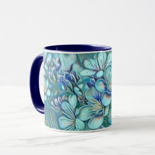 Caneca Cor da Água do Flor Verde Verde Azul Moderno