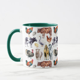 Caneca Cor da água do padrão dos animais de criação