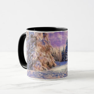 Caneca Cor da água moderna das árvores neves coloridas
