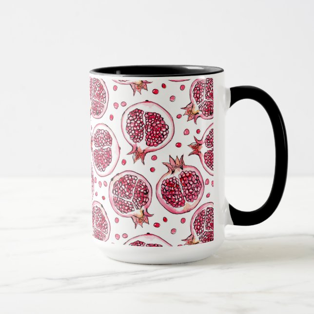Caneca Cor de água de romã e padrão de tinta (Direita)