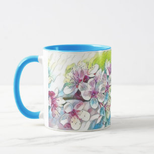 Caneca Cor de Água do Flor Azul-Cor-de-Cereja Cor-de-Rosa