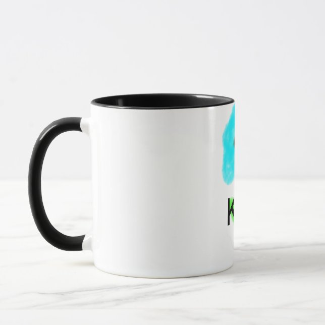 Caneca Cor de água verde azul adicione seu nome ao texto  (Esquerda)