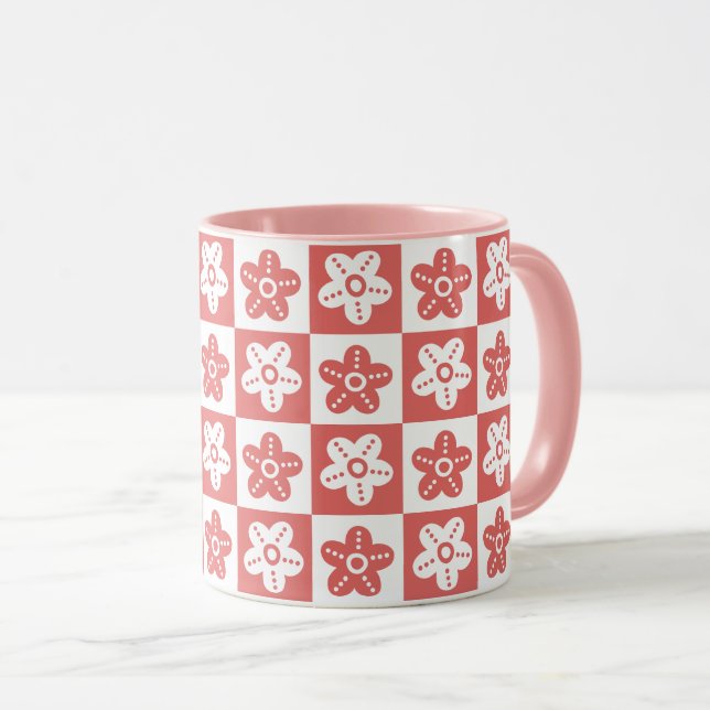Caneca Cor - de - Flor Vermelho Branco (Frente Esquerda)