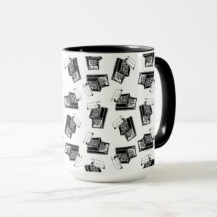 Caneca COR DE FUNDO PERSONALIZADA DA Vintage TypeWriters