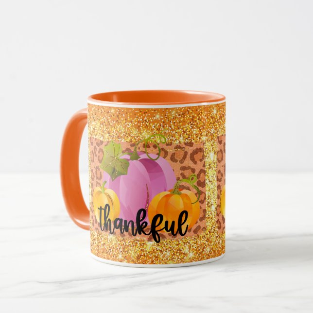 Caneca Cor de Personalização de Outono Agradecida (Frente Esquerda)