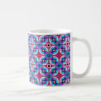 Caneca cor-de-rosa, azul, roxa geométrica