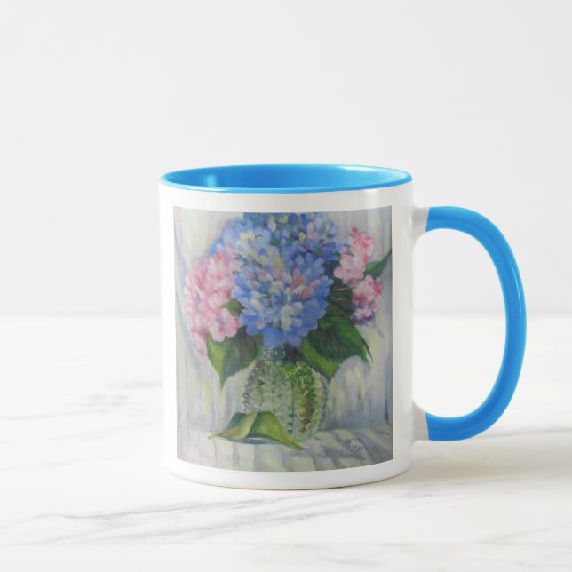 Caneca "Cor-de-rosa, azul, & vidro " (Direita)