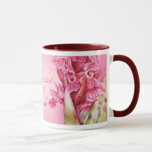 Caneca cor-de-rosa da arte da orquídea da mamã &