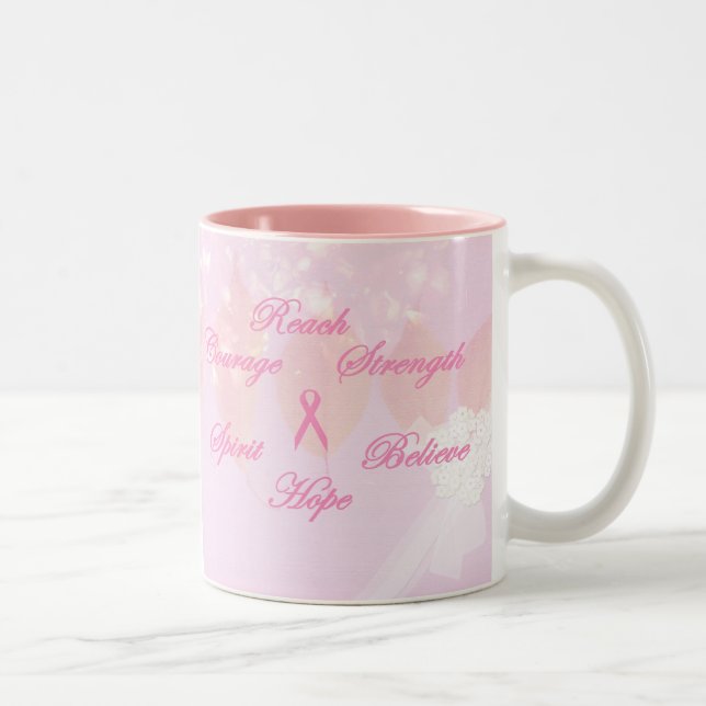 Caneca cor-de-rosa da consciência do cancro da (Direita)