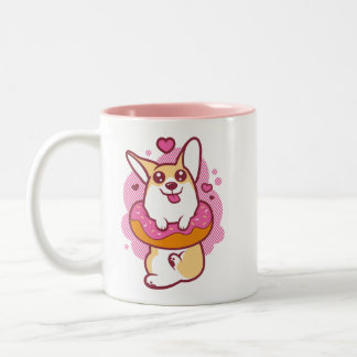 Caneca cor-de-rosa do Corgi da rosquinha