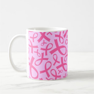 Caneca cor-de-rosa do presente da fita do cancro