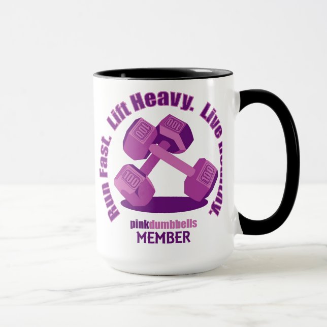 Caneca cor-de-rosa do slogan dos Dumbbells (Direita)