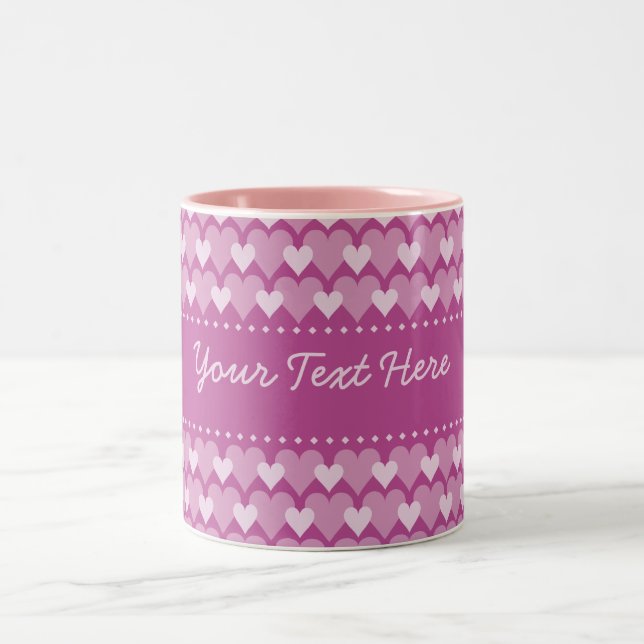 Caneca cor-de-rosa dos corações - personalize (Centro)
