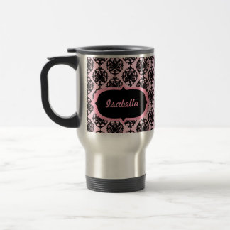 Caneca cor-de-rosa e preta personalizada do