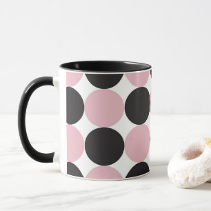 Caneca Cor-de-rosa e preto Bolinhas
