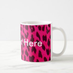 Caneca cor-de-rosa lisa do impressão do leopardo