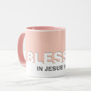 Caneca Cor-de-rosa moderno Beijado em nome de Jesus Mug C