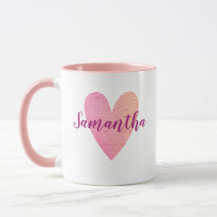 Caneca cor-de-rosa personalizada do coração