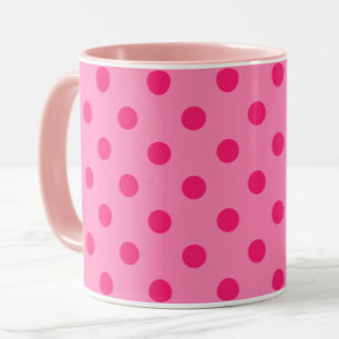 Caneca Cor-de-rosa quente no Design de padrão Bolinhas co