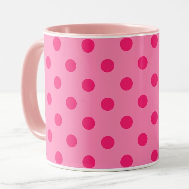 Caneca Cor-de-rosa quente no Design de padrão Bolinhas co (Criador carregado)