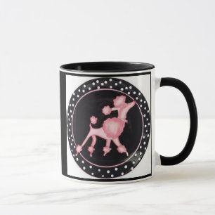 Caneca cor-de-rosa retro da caniche