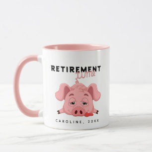 Caneca Cor-de-rosa-rosa do tempo de aposentação de pinhei