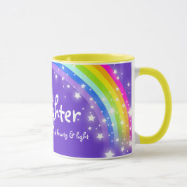 Caneca cor-de-rosa roxa personalizada filha do
