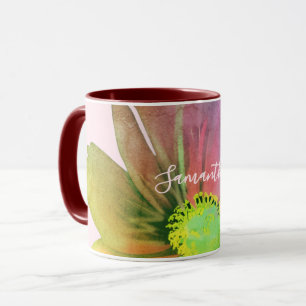 Caneca Cor Personalizada Aquarela Colorida Flor Silvestre