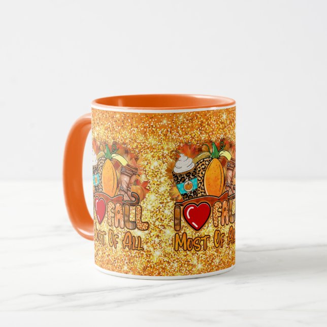 Caneca Cor Personalizada de outono do Amor (Frente Esquerda)
