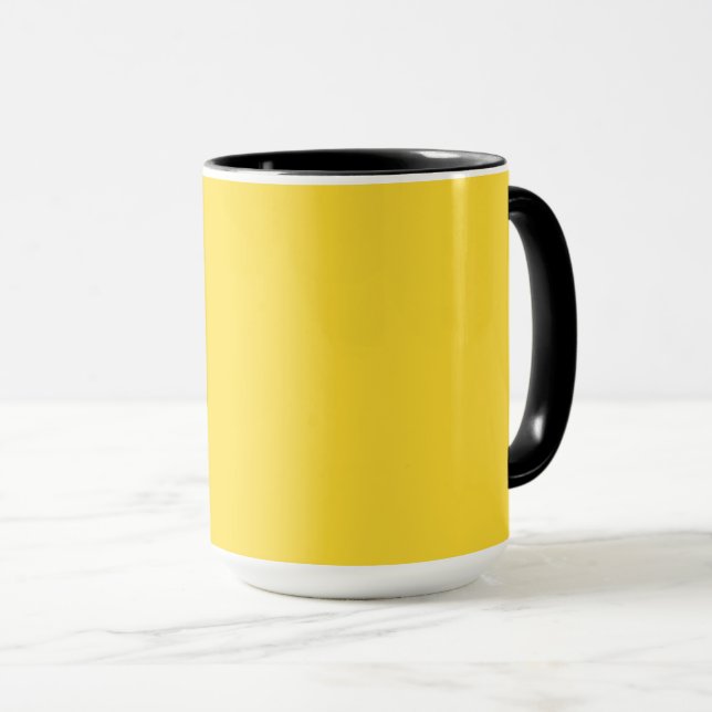 Caneca Cor Sólido Amarelo Sol | Elegante Clássico (Frente Esquerda)