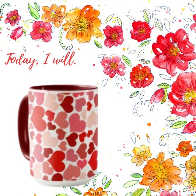 Caneca Coração Abstrato Moderno Design de Fundo (Criador carregado)