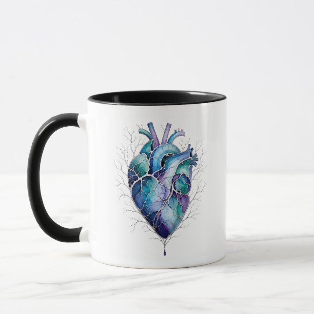 Caneca Coração Anatômico Azul e Roxo (Esquerda)