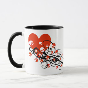 Caneca Coração com crânios e pântanos
