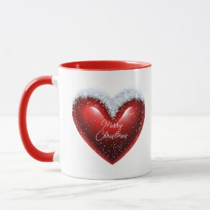 Caneca Coração com neve personalizado Natal