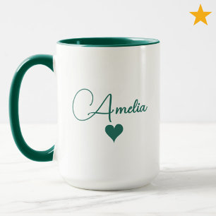 Caneca Coração com Tipografia Cursiva Nome Personalizado