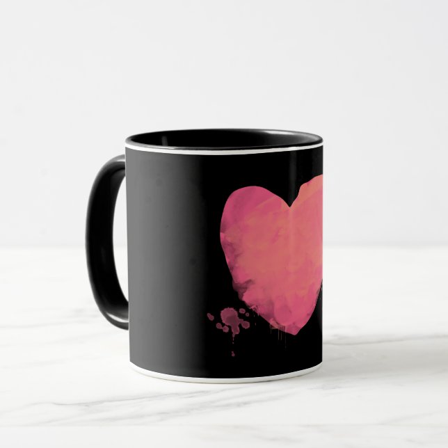 Caneca Coração Cor-de-Rosa (Frente Esquerda)