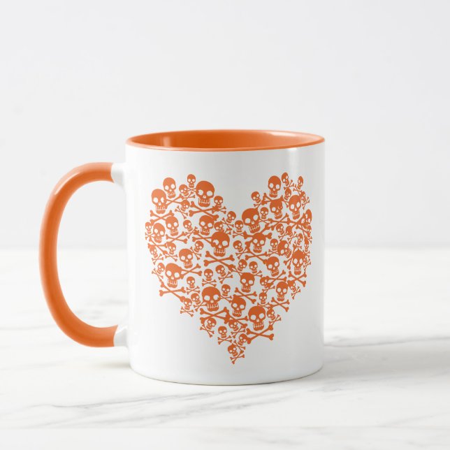 Caneca Coração Crânio Laranja (Esquerda)