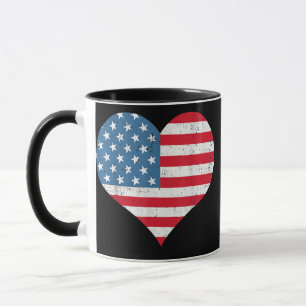 Caneca Coração da Bandeira Americana 4 de Julho EUA Patri