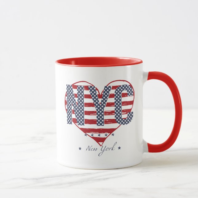 Caneca Coração da bandeira americana de NYC (Direita)
